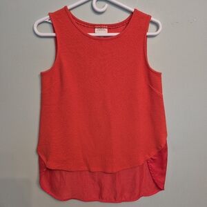 Anthropologie Deletta Womens Boho Festival Orange Seersucker Tank Top Size Small